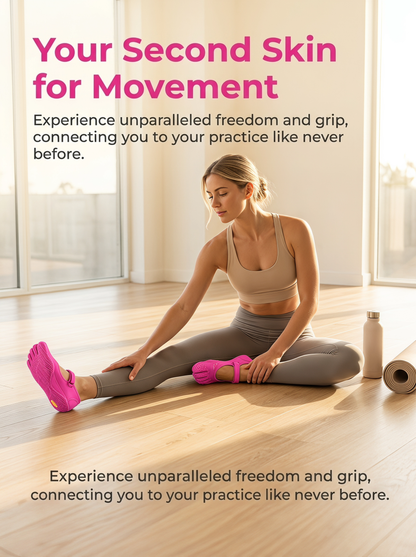 V-You Know Women's 5-Toe Split BarefootShoes - Pink, Breathable, Flexible Thin GripSole, Adjustable Strap, for Yoga & Pilates, US-Style Casual Fitness Footwear (Barefoot ShoesWomen)
